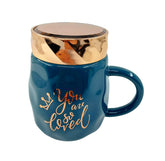 Üst Kapağı Aynalı Şık Mug Kupa 350-450 ml Koyu Yeşil